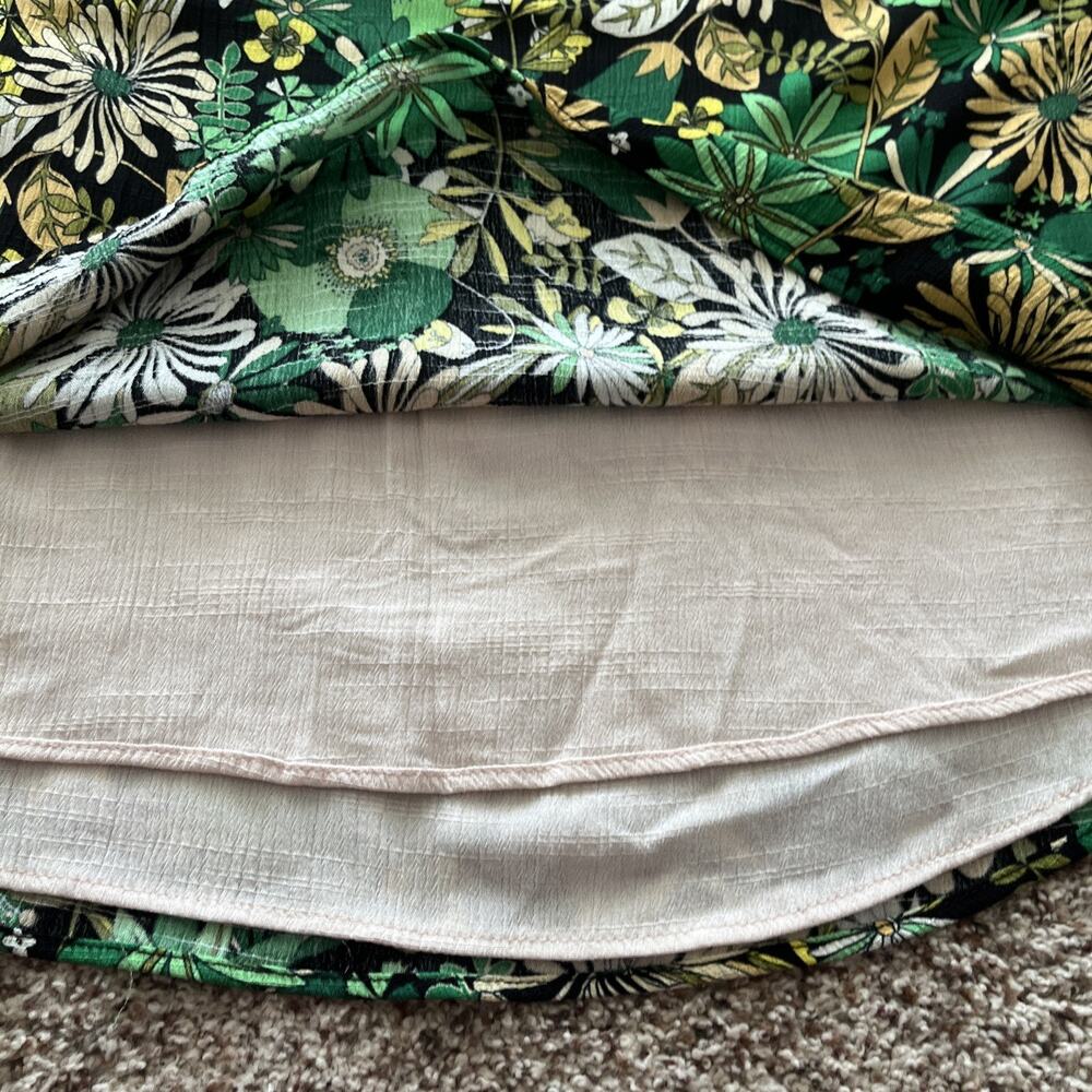 INC International Concepts Yellow Green Floral Top 1X Boho Retro 70s Hippie Bold - Picture 7 of 10